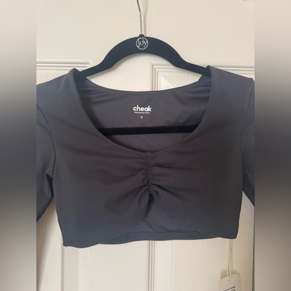 Cheak Baseflex Scrunch Padded Long Sleeve Top in Gun Metal Size S - Picture 6 of 9